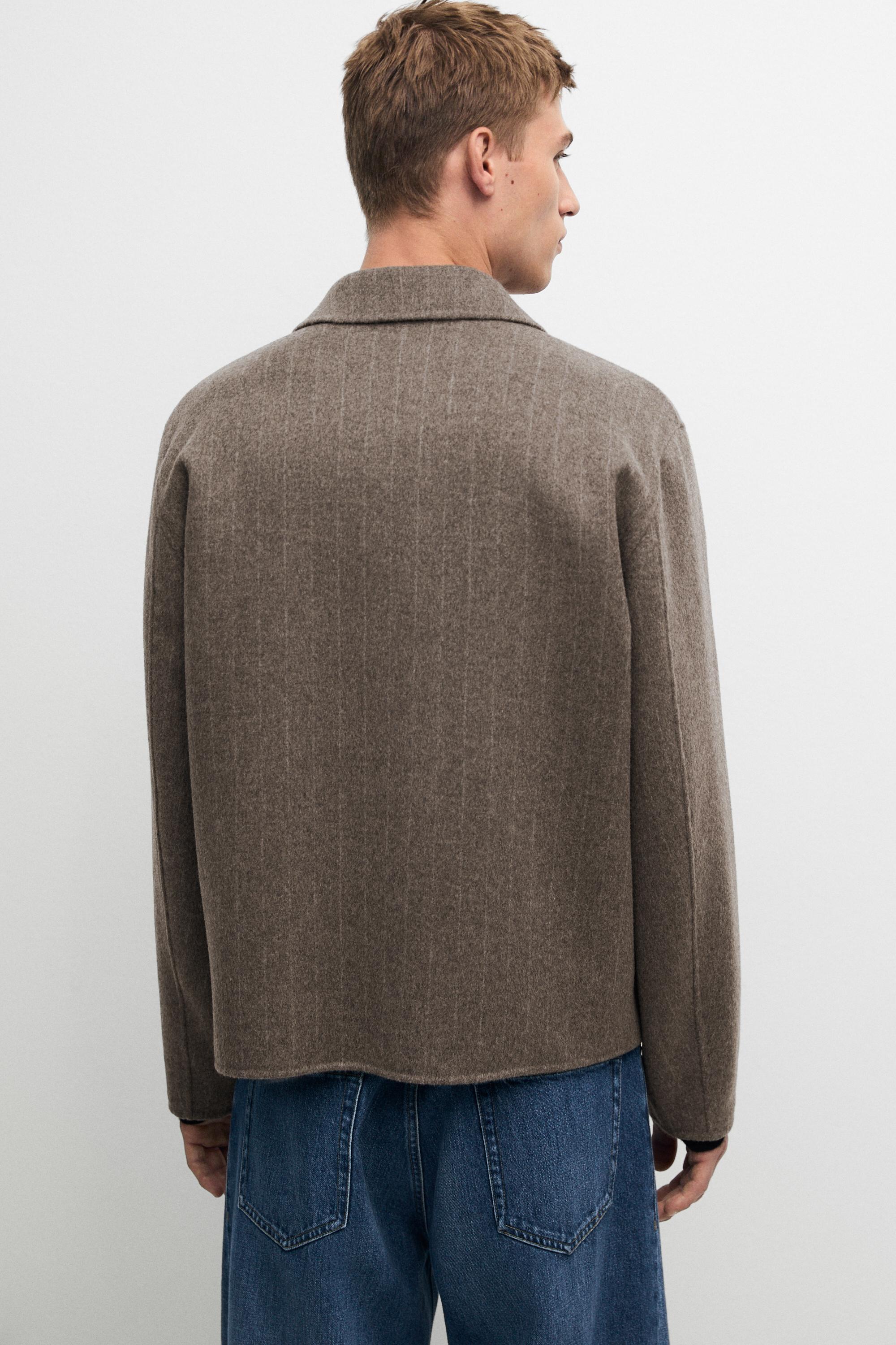 Striped double wool blend jacket